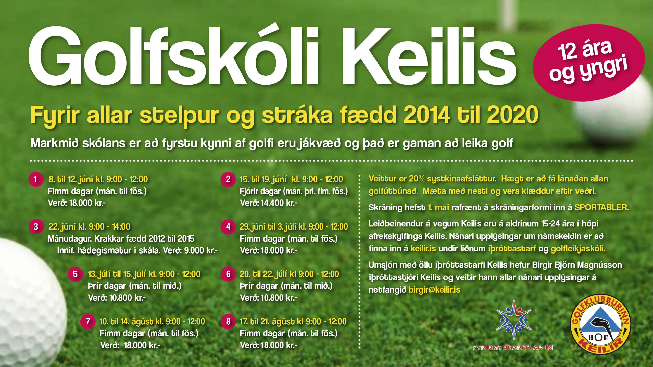 Golfskoli keilis 2026 screen